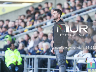 Oxford manager Des Buckingham is present during the Sky Bet Championship match between Oxford United and West Bromwich Albion at the Kassam...