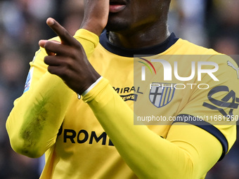 Ange-Yoan Bonny of Parma Calcio 1913 celebrates after a goal during the Italian Serie A football match between Calcio Como and Parma Calcio...