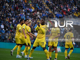 Ange-Yoan Bonny of Parma Calcio 1913 celebrates after a goal during the Italian Serie A football match between Calcio Como and Parma Calcio...