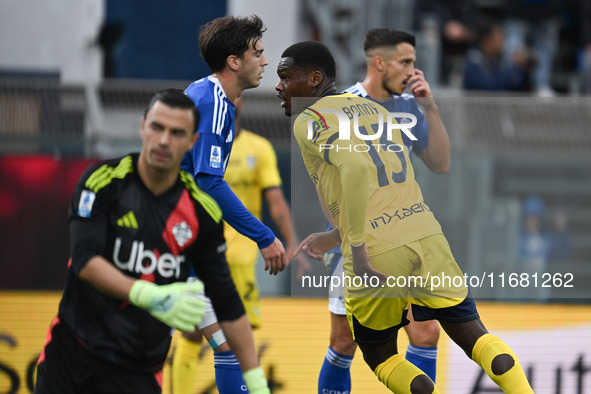 Ange-Yoan Bonny of Parma Calcio 1913 celebrates after a goal during the Italian Serie A football match between Calcio Como and Parma Calcio...