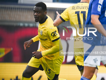 Ange-Yoan Bonny of Parma Calcio 1913 celebrates after a goal during the Italian Serie A football match between Calcio Como and Parma Calcio...