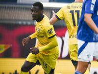 Ange-Yoan Bonny of Parma Calcio 1913 celebrates after a goal during the Italian Serie A football match between Calcio Como and Parma Calcio...