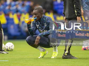 Idrissa Gueye of Everton takes a drink before the Premier League match between Ipswich Town and Everton at Portman Road in Ipswich, England,...