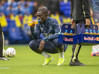 Idrissa Gueye of Everton takes a drink before the Premier League match between Ipswich Town and Everton at Portman Road in Ipswich, England,...