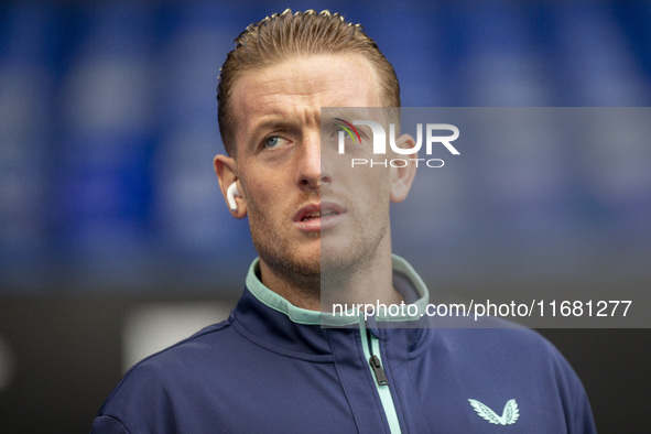 Jordan Pickford of Everton is seen before the Premier League match between Ipswich Town and Everton at Portman Road in Ipswich, England, on...