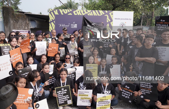 More than 200 citizens participate in 'Walk for Freedom' to raise awareness about human trafficking in Siliguri, on October 19, 2024. This w...