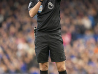 Referee Michael Oliver is seen during the Premier League match between Ipswich Town and Everton at Portman Road in Ipswich, England, on Octo...