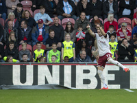 Anis Mehmeti celebrates after scoring the opening goal during the Sky Bet Championship match between Middlesbrough and Bristol City at the R...