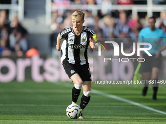 Anthony Gordon of Newcastle United participates in the Premier League match between Newcastle United and Brighton and Hove Albion at St. Jam...