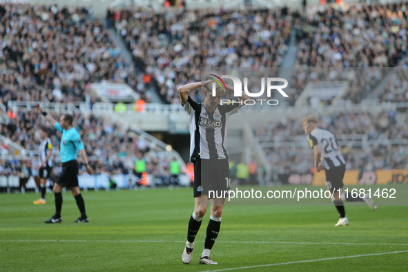 Anthony Gordon of Newcastle United holds his head in frustration during the Premier League match between Newcastle United and Brighton and H...