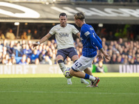 Jack Harrison of Everton challenges Jack Clarke of Ipswich Town within the penalty box during the Premier League match between Ipswich Town...