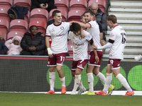 Yu Hirakawa of Bristol City scores his team's second goal and celebrates during the Sky Bet Championship match between Middlesbrough and Bri...