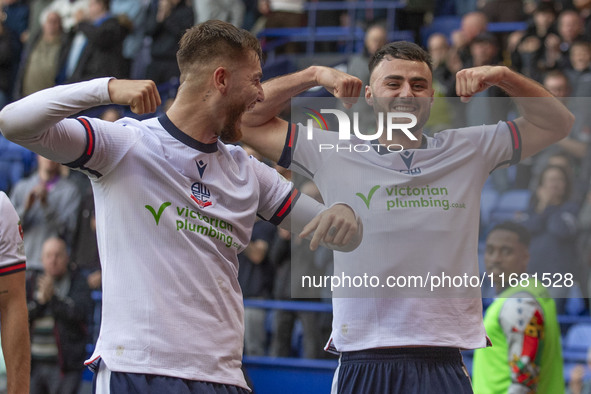 Aaron Collins #19 of Bolton Wanderers F.C. celebrates his goal during the Sky Bet League 1 match between Bolton Wanderers and Burton Albion...