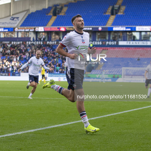 Aaron Collins #19 of Bolton Wanderers F.C. celebrates his goal during the Sky Bet League 1 match between Bolton Wanderers and Burton Albion...