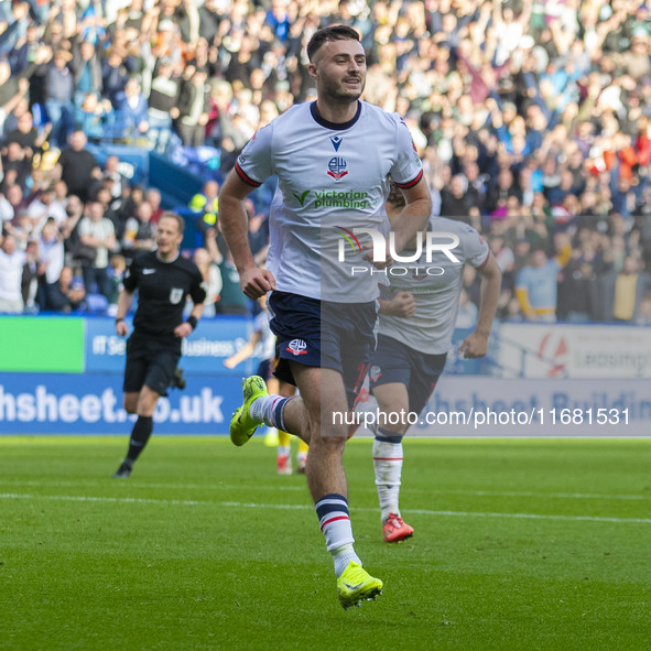 Aaron Collins #19 of Bolton Wanderers F.C. celebrates his goal during the Sky Bet League 1 match between Bolton Wanderers and Burton Albion...