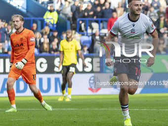 Aaron Collins #19 of Bolton Wanderers F.C. celebrates his goal during the Sky Bet League 1 match between Bolton Wanderers and Burton Albion...