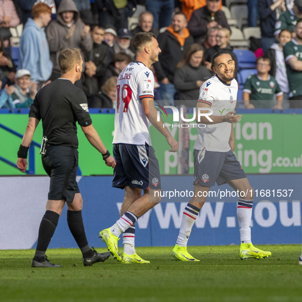 Randell Williams #27 of Bolton Wanderers F.C. celebrates his goal during the Sky Bet League 1 match between Bolton Wanderers and Burton Albi...