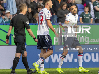 Randell Williams #27 of Bolton Wanderers F.C. celebrates his goal during the Sky Bet League 1 match between Bolton Wanderers and Burton Albi...