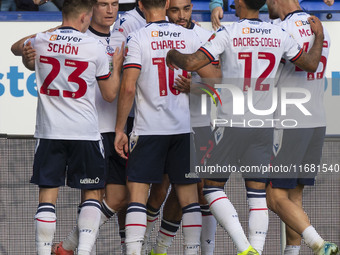 Randell Williams #27 of Bolton Wanderers F.C. celebrates his goal during the Sky Bet League 1 match between Bolton Wanderers and Burton Albi...