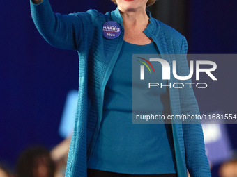 Waterford, MICHIGAN - OCTOBER 18: U.S. Senator Debbie Stabenow enters onto the stage prior to US Vice President and Democratic presidential...