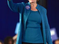 Waterford, MICHIGAN - OCTOBER 18: U.S. Senator Debbie Stabenow enters onto the stage prior to US Vice President and Democratic presidential...