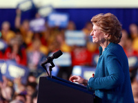 Waterford, MICHIGAN - OCTOBER 18: U.S. Senator Debbie Stabenow speaks on the stage prior to US Vice President and Democratic presidential ca...