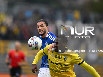 Ange-Yoan Bonny of Parma Calcio 1913 participates in the Italian Serie A football match between Calcio Como and Parma Calcio 1913 at the Giu...