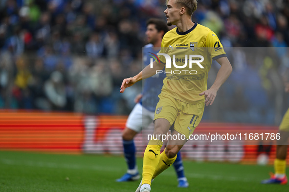 Pontus Almqvist of Parma Calcio 1913 participates in the Italian Serie A football match between Calcio Como and Parma Calcio 1913 at the Giu...