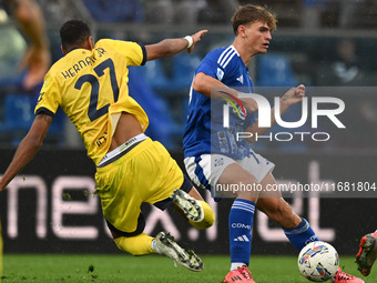 Nico Paz of Calcio Como participates in the Italian Serie A football match between Calcio Como and Parma Calcio 1913 in Como, Italy, on Octo...