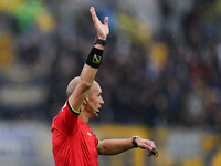 Referee Michael Fabbri is seen during the Italian Serie A football match between Calcio Como and Parma Calcio 1913 in Como, Italy, on Octobe...