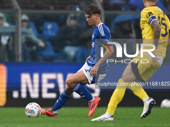 Nico Paz of Calcio Como participates in the Italian Serie A football match between Calcio Como and Parma Calcio 1913 in Como, Italy, on Octo...