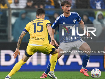 Nico Paz of Calcio Como participates in the Italian Serie A football match between Calcio Como and Parma Calcio 1913 in Como, Italy, on Octo...