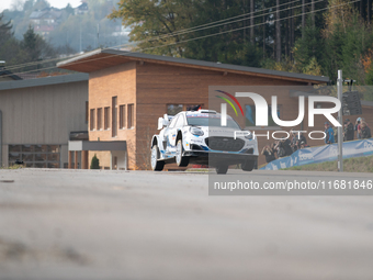 Jourdan Serderidis from Greece and Frederic Miclotte from Belgium drive a Ford Puma Rally for the M-Sport Ford World Rally Team during the W...