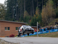 Takamoto Katsuta from Japan and Aaron Johnston from Ireland drive a Toyota GR Yaris Rally1 Hybrid for the Toyota Gazoo Racing WRT team durin...