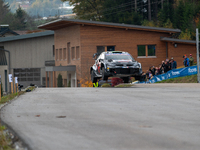 Elfyn Evans and Scott Martin from Great Britain drive a Toyota GR Yaris Rally1 Hybrid for the Toyota Gazoo Racing WRT team during the WRC Ce...