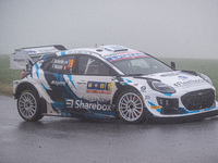 Jourdan Serderidis from Greece and Frederic Miclotte from Belgium drive a Ford Puma Rally for the M-Sport Ford World Rally Team during the W...