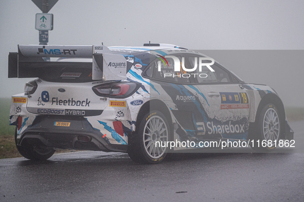 Jourdan Serderidis from Greece and Frederic Miclotte from Belgium drive a Ford Puma Rally for the M-Sport Ford World Rally Team during the W...