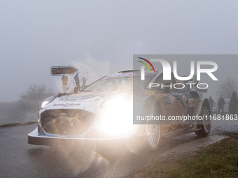 Adrien Fourmaux and Alexandre Coria from France drive a Ford Puma Rally Hybrid for the M-Sport Ford World Rally Team during the WRC Central...