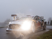 Adrien Fourmaux and Alexandre Coria from France drive a Ford Puma Rally Hybrid for the M-Sport Ford World Rally Team during the WRC Central...