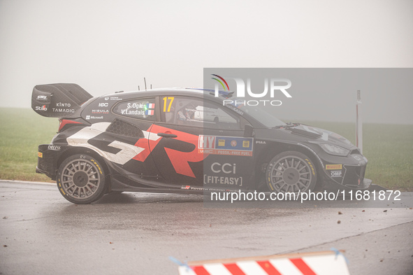 Sebastien Ogier (France) and Vincent Landais (France) drive a Toyota GR Yaris Rally1 Hybrid for the Toyota Gazoo Racing WRT team during the...