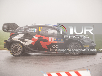 Sebastien Ogier (France) and Vincent Landais (France) drive a Toyota GR Yaris Rally1 Hybrid for the Toyota Gazoo Racing WRT team during the...