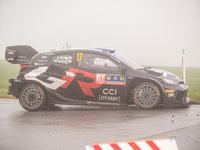 Sebastien Ogier (France) and Vincent Landais (France) drive a Toyota GR Yaris Rally1 Hybrid for the Toyota Gazoo Racing WRT team during the...