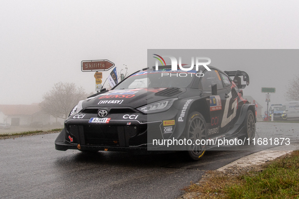 Sebastien Ogier (France) and Vincent Landais (France) drive a Toyota GR Yaris Rally1 Hybrid for the Toyota Gazoo Racing WRT team during the...