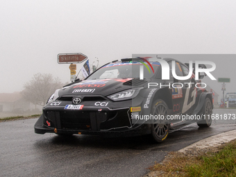 Sebastien Ogier (France) and Vincent Landais (France) drive a Toyota GR Yaris Rally1 Hybrid for the Toyota Gazoo Racing WRT team during the...