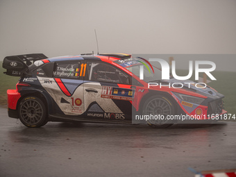 Thierry Neuville and Martijn Wydaeghe from Belgium drive a Hyundai i20 N Rally1 Hybrid for the Hyundai Shell Mobis World Rally Team during t...