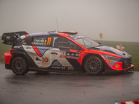 Thierry Neuville and Martijn Wydaeghe from Belgium drive a Hyundai i20 N Rally1 Hybrid for the Hyundai Shell Mobis World Rally Team during t...