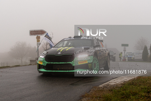 Oliver Solberg (Swe) and Elliott Edmondson (Gbr) drive a SKODA Fabia RS for team TOKSPORT WRT 2 during the WRC Central European Rally from O...