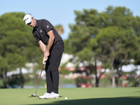 Julien Guerrier of France plays a shot on the 15th green on the third day of the Estrella Damm N.A. Andalucia Masters 2024 at Real Club de G...