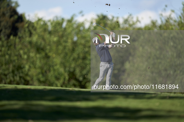 Jordan Smith of England tees off on the 15th hole on the third day of the Estrella Damm N.A. Andalucia Masters 2024 at Real Club de Golf Sot...