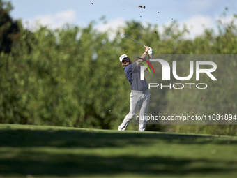 Jordan Smith of England tees off on the 15th hole on the third day of the Estrella Damm N.A. Andalucia Masters 2024 at Real Club de Golf Sot...